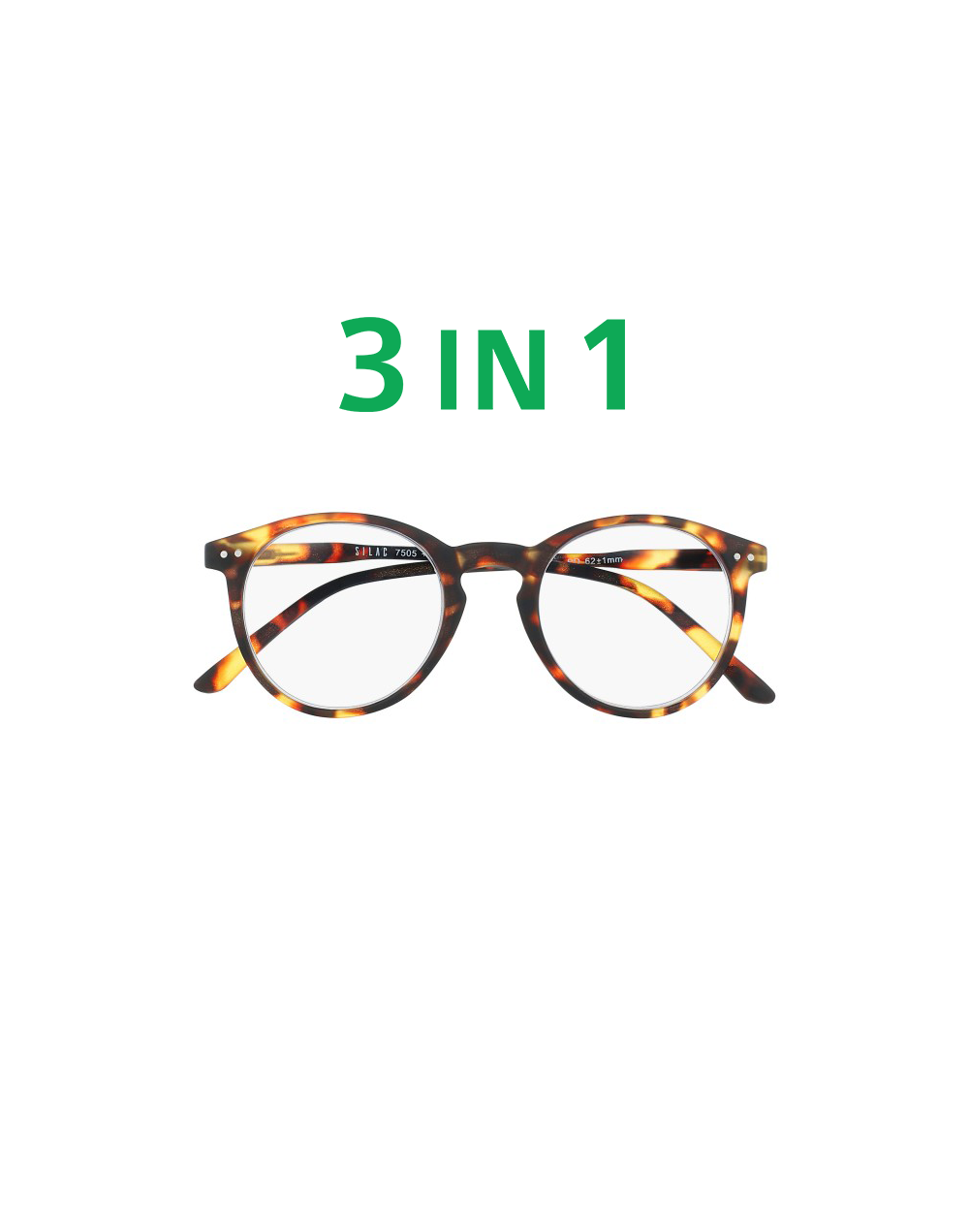 3IN1 TURTLE - Reading glasses - 3 dioptres in 1 frame