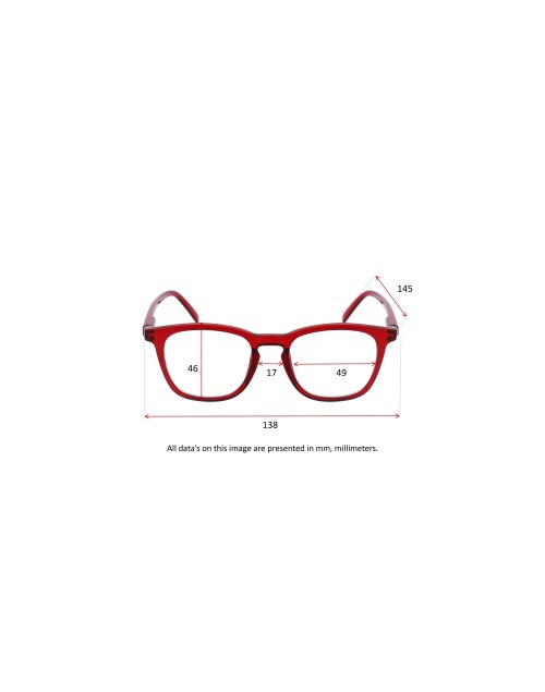 BURGUNDY - Reading glasses red transparent for man or woman